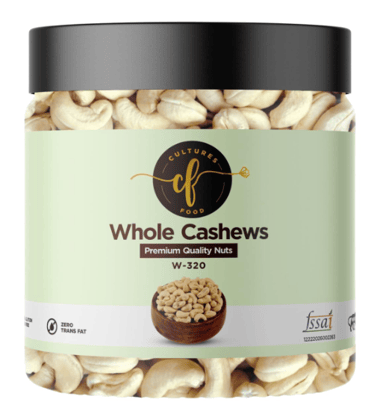 CULTURES FOOD W320 Whole Crunchy Cashew Kaju (250g), Immunity Booster, Gluten Free, Plant-Based Protein