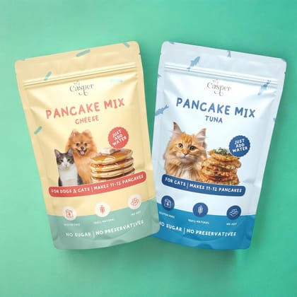 Cat Casper Pancake Mix for Dogs Delicacy Combo | Cheese and Tuna (250gm x 1 Each) | Pack of 3-750g