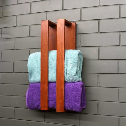 BARISH Home DECOR'S - Towel Holder | Wall Mount Towel Holder Organiser | Handcrafted with Rubberwood | Superior Finish & Unique Contemporary Design | 13 x 20 x 53 cm