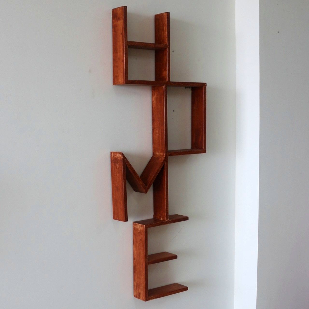 Barish Home DECOR'S - Home Wall Shelf | Wooden Wall Mount Shelf in The Letters “Home” | Home Decor Piece | Handcrafted with Rubberwood | 120 x 47 x 8 (H x B x D)