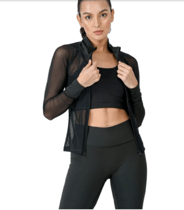 Body Smith Women Solid Full Sleeves Mesh Zipper