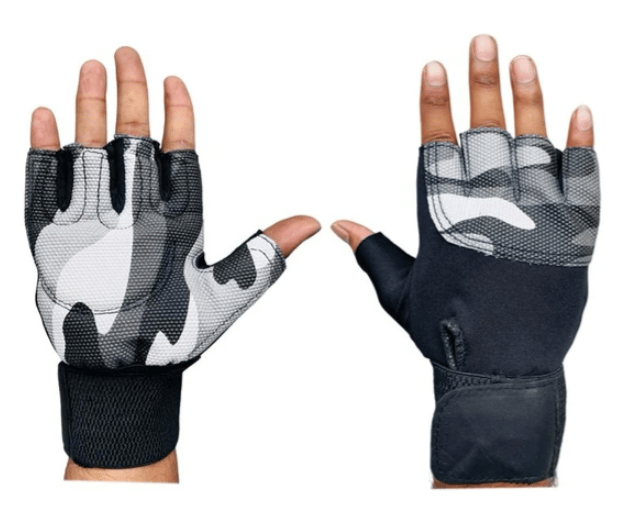 Body Smith Unisex Camo Grey Gym Gloves for with Wrist Support