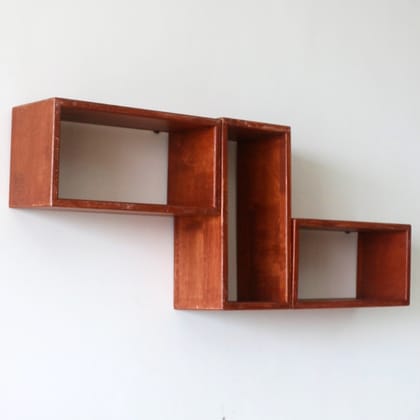 Barish Home DECOR'S - Rectangular Wall Shelf (Set of 3) | Wooden Wall Mount Shelf for Home Decor | Home Wall Decor Piece | Handcrafted with Rubberwood | 12 x 30 x 15 (H x W x D)