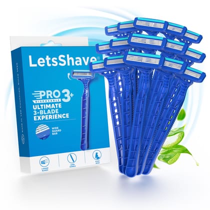 LetsShave Pro 3 Plus Disposable Shaving Razor for Men, Pack of 15, Triple Blade Razor, Manual Razor for Men