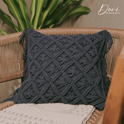 Black Macrame Cushion Cover