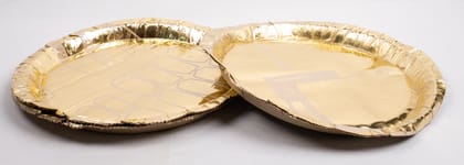  Gold Foil Paper Plates - 100% Compostable Disposable Plates - 9 Inch Plates - 25 Pack