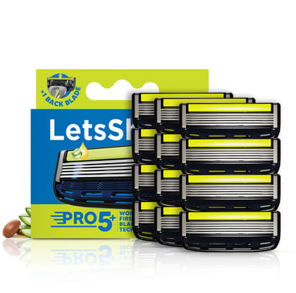 LetsShave Pro 5 Plus Shaving Razor Blade for Men  Pack of 12 Blade Refills