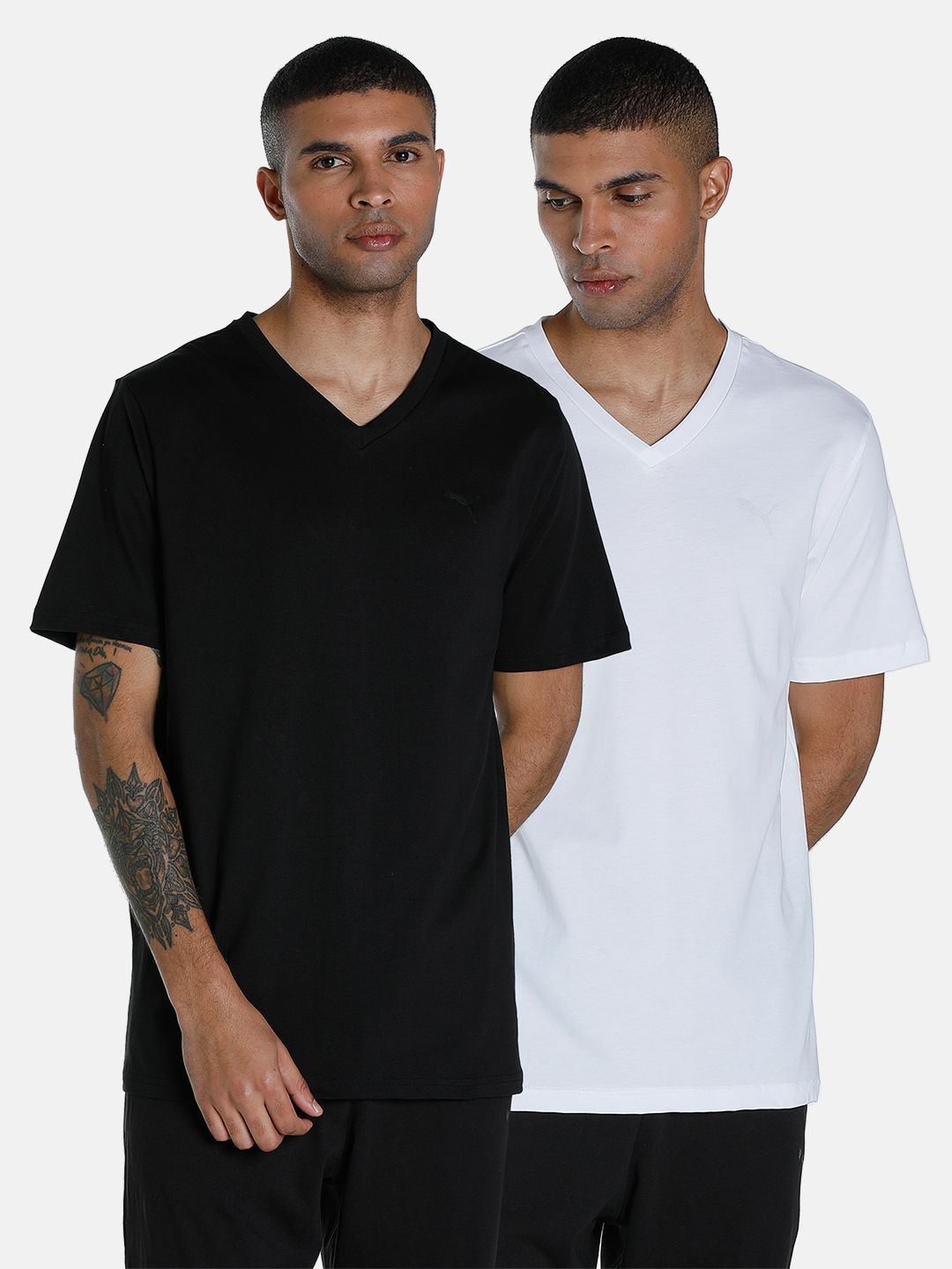 Puma V-Neck Men's Lounge T-Shirts - Pack of 2