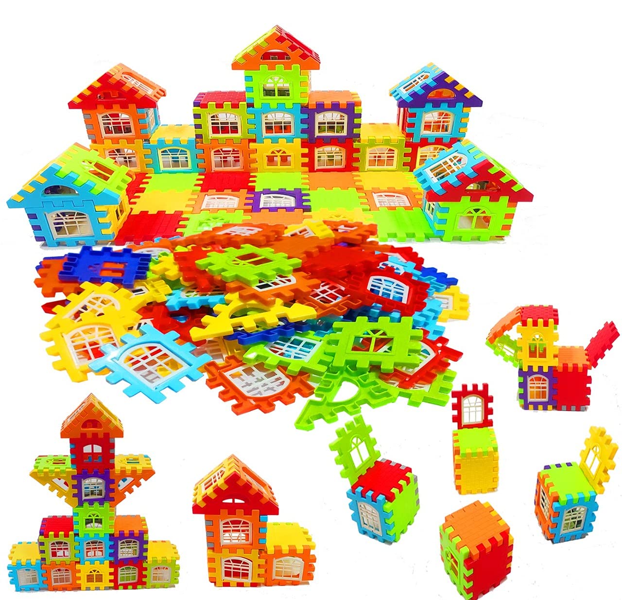 Colorful Plastic Building Blocks Set for Kids Small Size - 72 Pieces