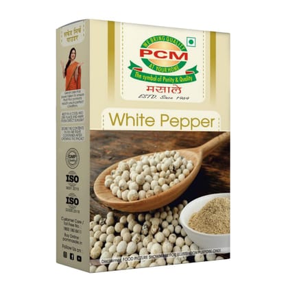 PCM White Pepper Powder 100g and 500g - Pure Ground White Pepper for Cooking and Seasoning