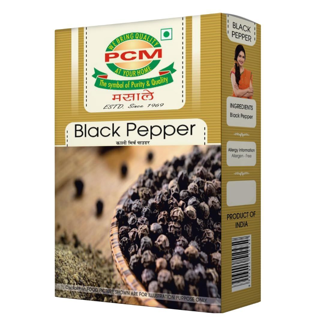 PCM Black Pepper Powder (Kali Mirch Powder) - 100g and 500g - for Seasoning & Cooking | Spices & Masalas