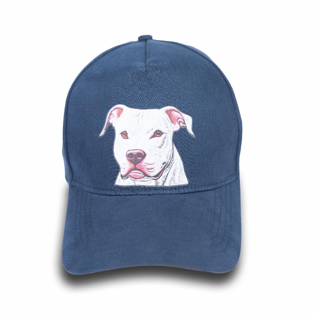 Unisex Dog Lover's Delight: Premium Blue Hat with Pit Bull Design Canine Comfort Cap: Blue Edition