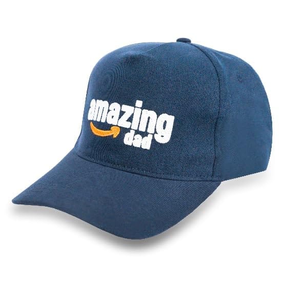 Amazing Dad Embroidered Baseball Cap, 100% Organic Cotton, Adjustable Snapback, Navy Blue