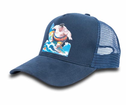 LiTTLe21 Surfing Adventure Truckers Cap Unisex DuraSil Print Sumo Surfing Hat Navy Blue