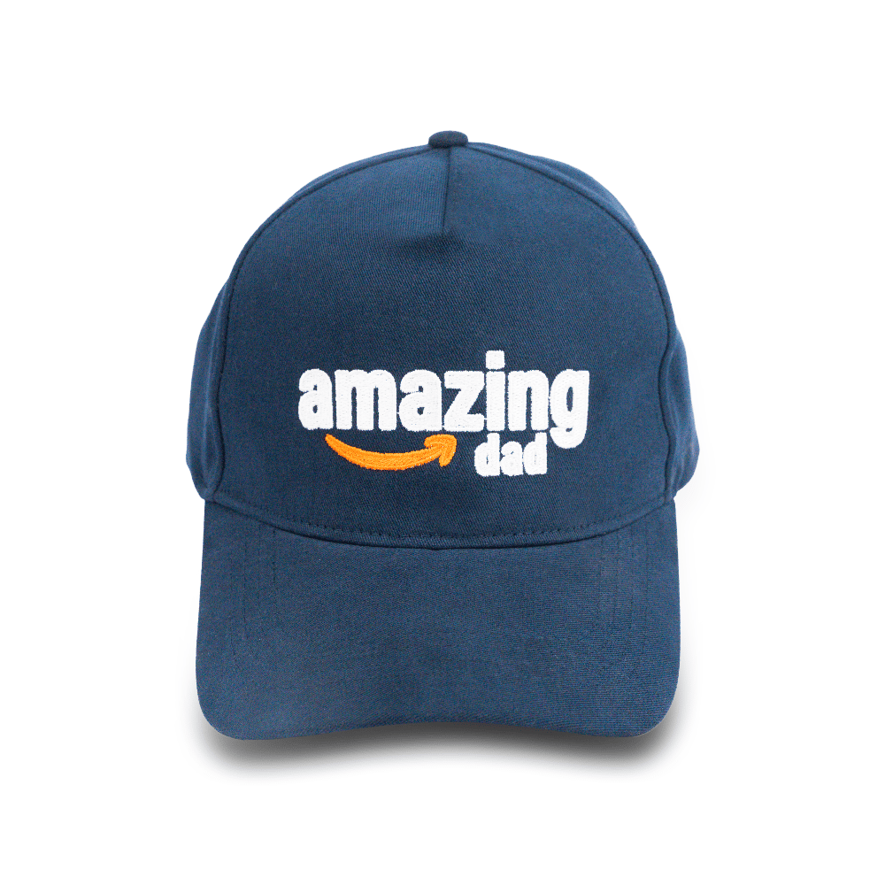 LiTTLe21 Amazing Dad Embroidered Baseball Cap, 100% Organic Cotton, Adjustable Snapback Cap, Navy Blue Cap