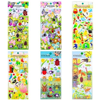 KTRS Enterprise Nature Theme 3D Puffy Stickers, Stationery Items for Kids, DIY Self Adhesive Aesthetic Stickers for Decorating Notebook, Diaries, Scrap Book(Pack of 6)