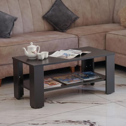 hukamart  ; Wood Coffee Table with Storage Shelf, Stylish Wooden Living Room Furniture