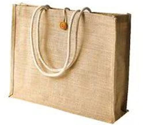 Bags N Bags ; Manufacturer's Pure Jute Natural Brown Jutebag With Rope Handle And Bottom Loop Without Zip Size (16×13×5 Inch) (Pack Of 2)