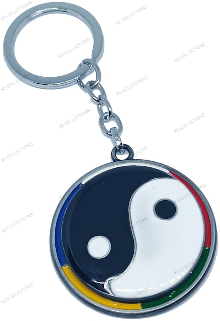 KD COLLECTIONS Yin Yang Rotating Revolving Keychain – Black & White – Pack of 1 Keychain