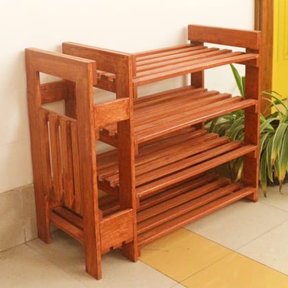 BARISH - Shoe Rack with Umbrella Stand, Handcrafted Rubberwood Shoe Rack with Umbrella Stand, Multipurpose Rack for Home, Hall, Office