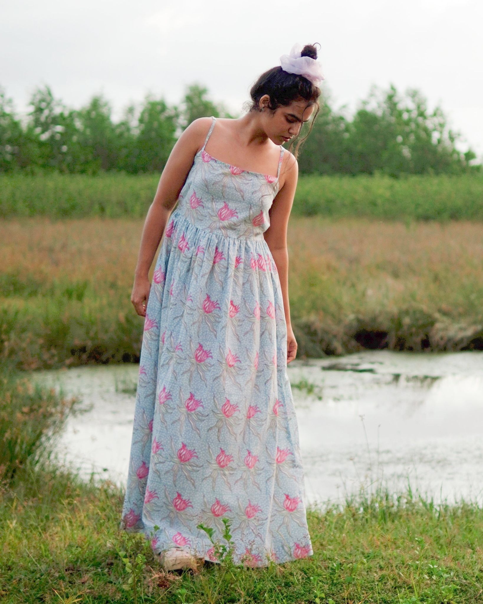 Ethereal Blue Organic Cotton Dress by Aagaaz Jaipur