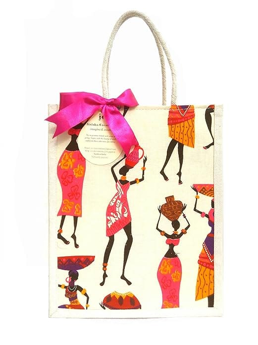 Bags N Bags ; Unisex Jute Pink and Orange Lunch Bag