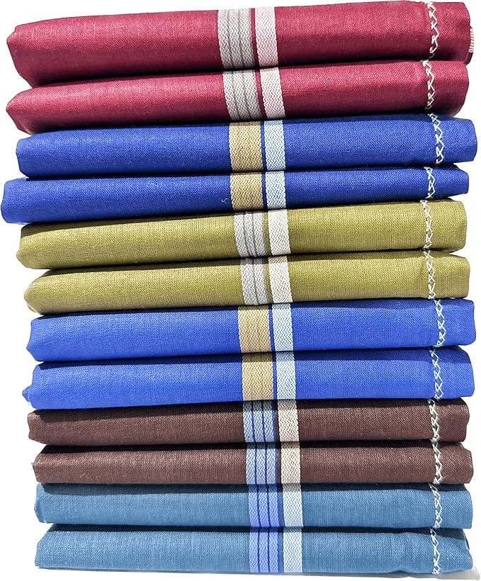 Royal Mart Men's Dark Color Striped Premium Handkerchief - Pack of 12