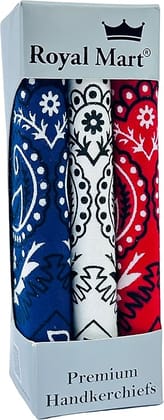 Royal Mart Red and White Men & Women Printed Bandana (Pack of 3)