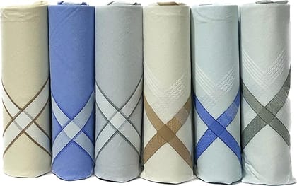 Royal Mart Men's Light Color Striped Premium Handkerchief - Pack of 6