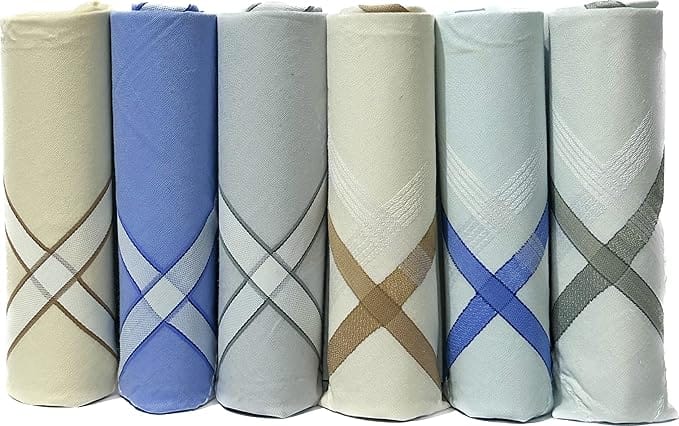 Royal Mart Men's Light Color Striped Premium Handkerchief - Pack of 6