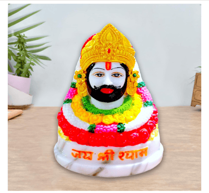 Vishu Store Baba Khatu Shyam ji Idol Statue Showpiece for Home and Pooja Decoration | Khatu Shyam Murti for Car Dashboard & Home (Resin Multicolor 4" Inches)