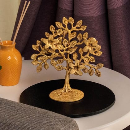 Brass Kalpavriksha Tree Showpiece Tree of Life - Home Decor - Gift for Good Luck Vastu and Fengshui - Best in Living Room Table Decoration with Antique Polish