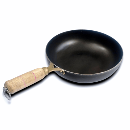 NAAYAGI - Pre-Seasoned  Iron Skillet with Wooden Handle, FRY PAN