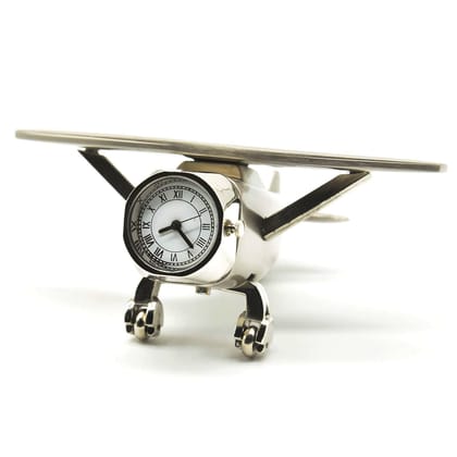 Shri Baba Art  - Aeroplane Miniature Table Clock, Stylish Analog Desk Clock & Paper Weight, Manual Adjustment, Easy Battery Replacement, Ideal for Students & Kids Bedroom, Vintage Decor for Home & Office