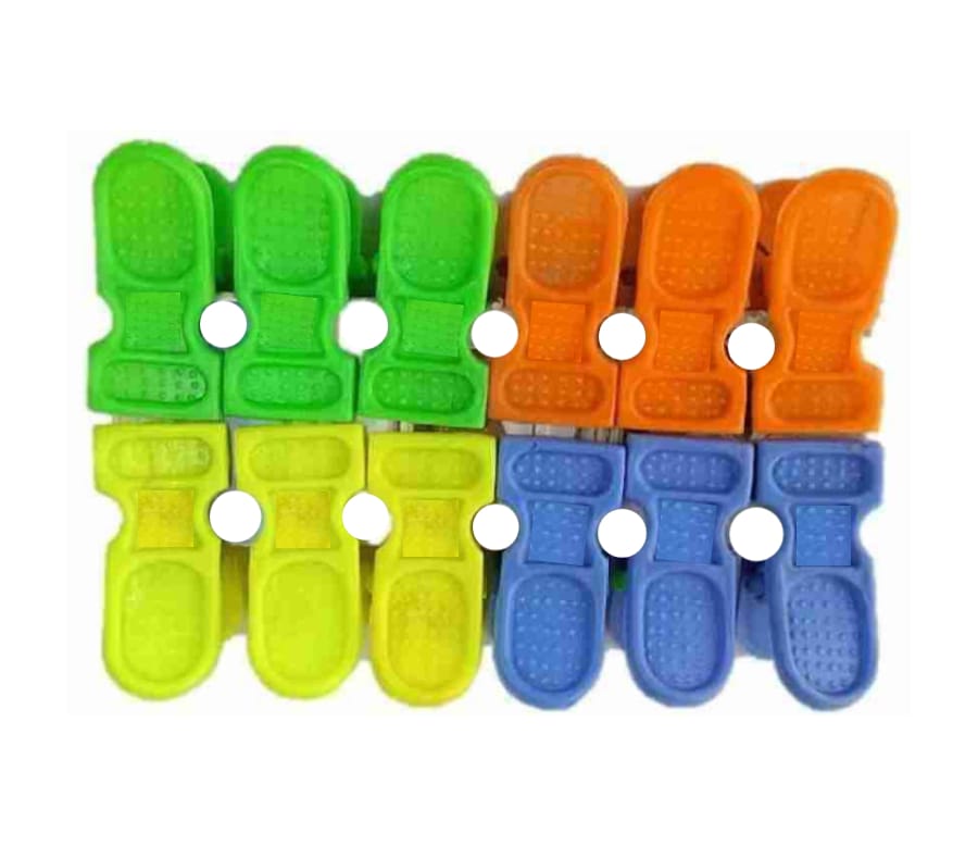 TAUSIF CREATION® New Plastic Multi-Colour Clothes Pins/Pegs Clips/Hangers Laundry Etc. (Pack of 12 Pc)