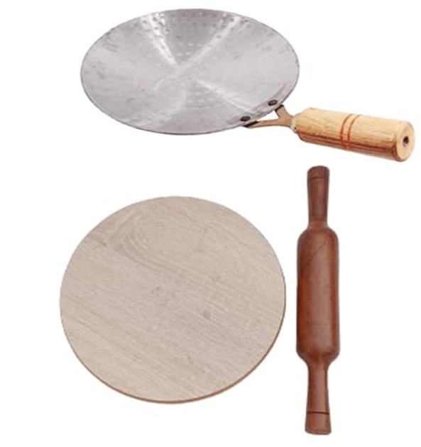 Mii Art tawa,rolling pin,board & /chakla belan and for roti maker(size-tawa-26in,roling pin-33in,roling board-23]pack of 3pcs.