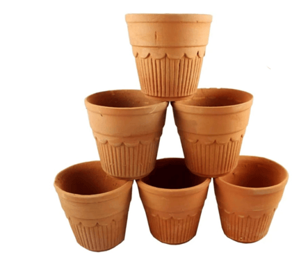 Mii Art Clay Kullad | Tea Cup/Glass | Handmad mitti kulhad(Brown)|Tea Kullad(Pack of 6) Reusable wash & use.