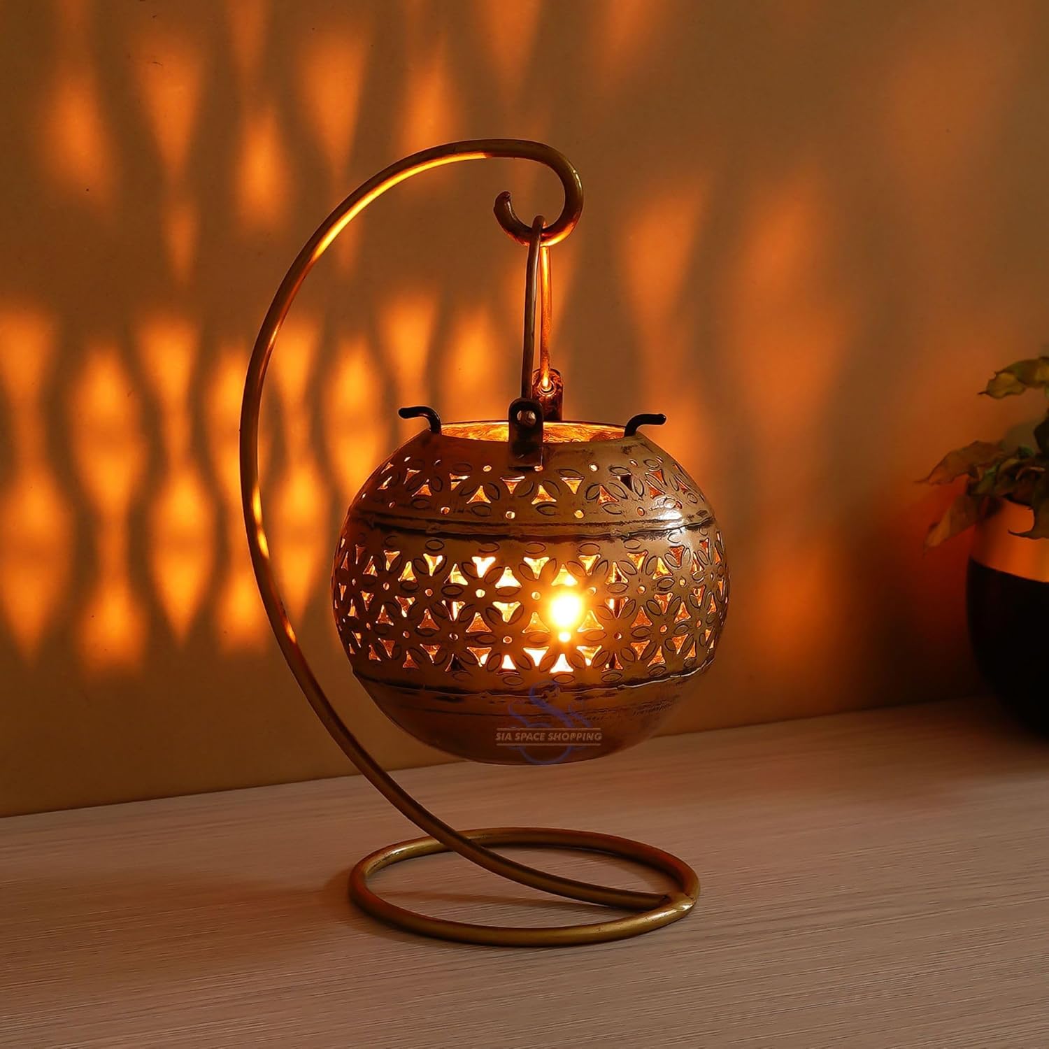 Saini Art Hanging Metal Lantern with Stand, Antique Candle Holder, Vintage Lamp