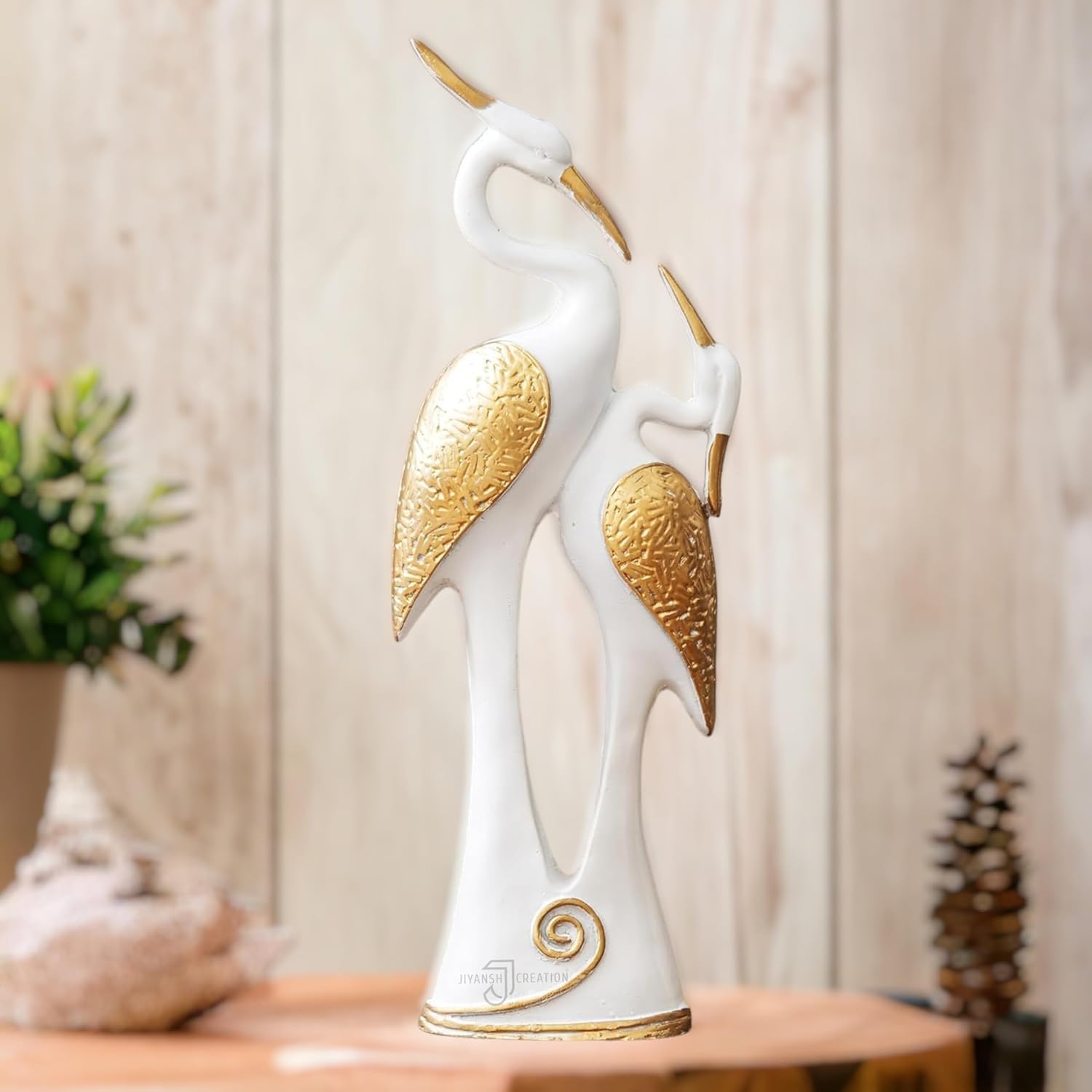 R. K. ARTS and HANDICRAFTS -  CREATION White Swan Pair, Kissing Swan Duck Couple Statue - Decorative Item for Home Decor Living Room Bedroom | Handicraft Animal Figurine Antique Gift Item