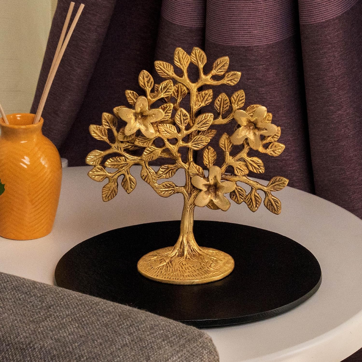 Kishore Art Brass Kalpavriksha Tree Showpiece Tree of Life - Home Decor - Gift for Good Luck Vastu and Fengshui - Best in Living Room Table Decoration with Antique Polish