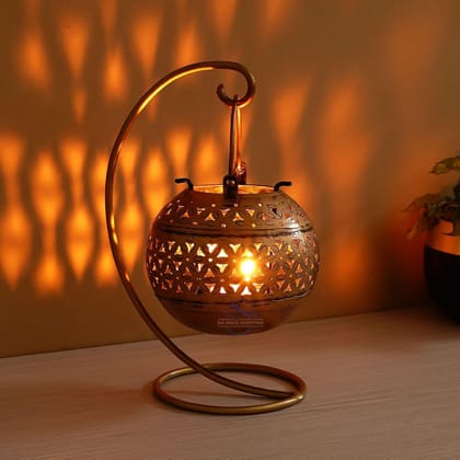 Kishore Art Hanging Iron Lantern with Stand, Antique Candle Holder, Vintage Lamp