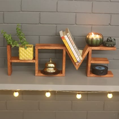 Barish Home DECOR'S - Home Table Shelf | Wooden Table Shelved in The Letters “Home” | Home Decor Piece | Handcrafted with Rubberwood | 28" x 8" x 3.5" (H x B x D)