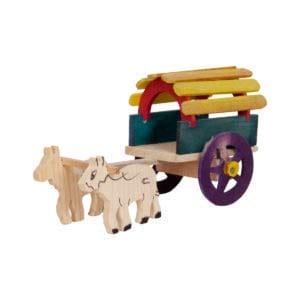 Hitesh Handicrafts - Wooden Bullock Cart Small Wooden Antique Beautiful Wooden Bullock Cart Shaped Wooden Hand Carved Handmade Bullock Cart Show Piece Multicolour Color May Vary Pack of 1