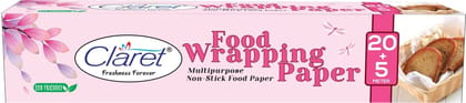 Claret 20+5 Mtr Food Wrapping Parchment & Butter Paper Wrap | For Burger, Sandwich, Rolls, Patties, French Fries & More