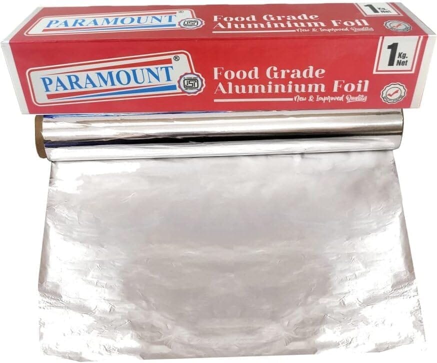 Paramount Aluminium Foil for Food Packing - 1kg Net Weight, Keeps Food Warm, Fresh & Hygienic, Ideal for Food Storage and Cooking, Pack of 1