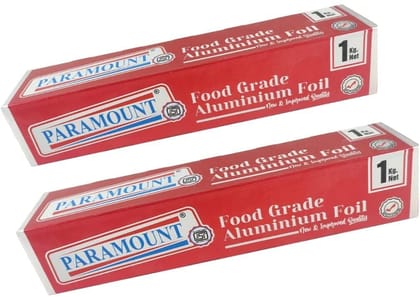 Paramount 1KG High-Quality Aluminium Foil Food Packing Roll, Keeps Food Warm and Fresh, 2-Pack for Daily Use.