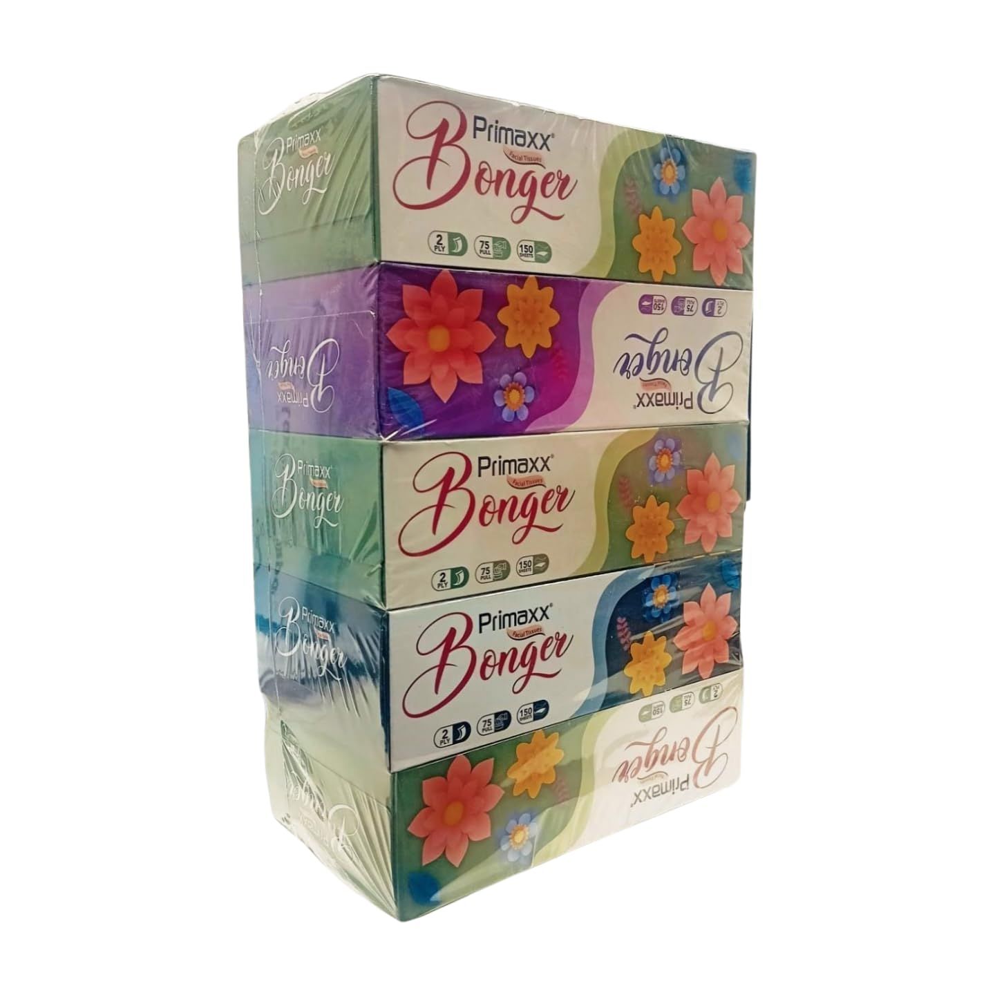 Primaxx 100% Virgin PULP Ultra Soft White Facial Tissue Box Bonger new box 75 PULLS 5 IN 1 (2 PLY)