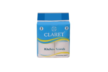 "CLARET 2-in-1 Soft & Natural Kitchen Tissue Rolls | 2-Ply, 60 N Pulls per Roll, 20x20cm | Highly Absorbent Kitchen Towels for Versatile Use (NEW)"