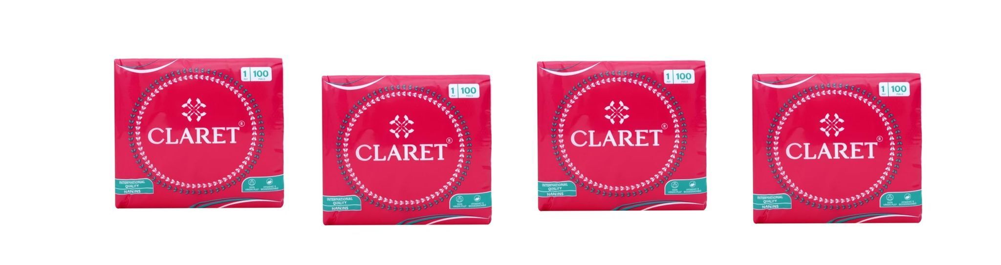 Claret Soft Napkin 27X30cm Pink 100 Sheets 1Ply Highly Absorbent, Super soft an ideal choice for home, restaurants, pantry, office safe for everyone to daily use, pack of 4.