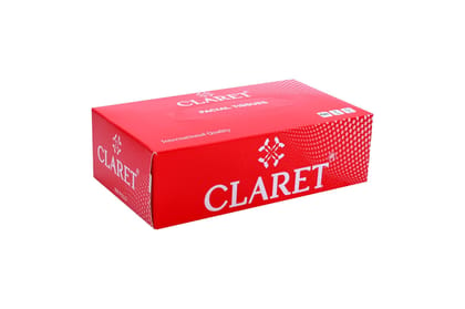 Claret Facial Tissues - 2 Ply, 100 Pulls per Box, Soft & Absorbent, Pack of 5 - Red - Versatile, Hygienic and Gentle for Daily Use on All Skin Types